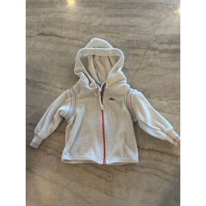 Vintage Baby Izod Lacoste White Pink Striped Hoodie 12 Months